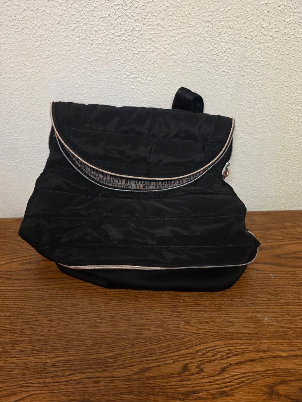 Women's Backpack Stella and Dot Crush It - Black Quilted Nylon Bag Width 13"